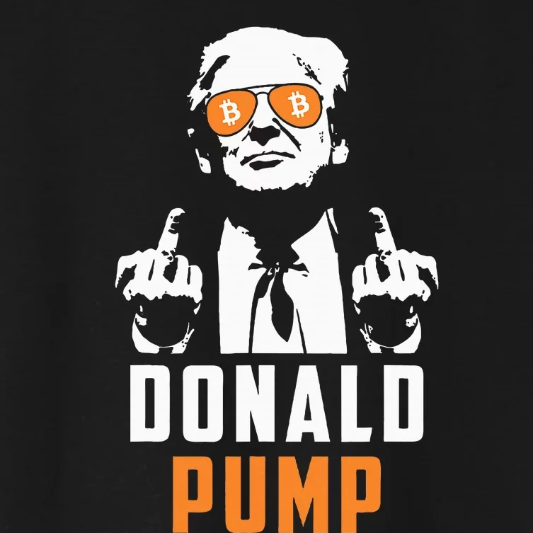 Donald Pump Bitcoin Funny Trump 2024 Crypto American Flag Women's Crop Top Tee