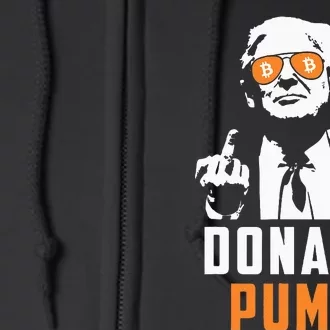 Donald Pump Bitcoin Funny Trump 2024 Crypto American Flag Full Zip Hoodie