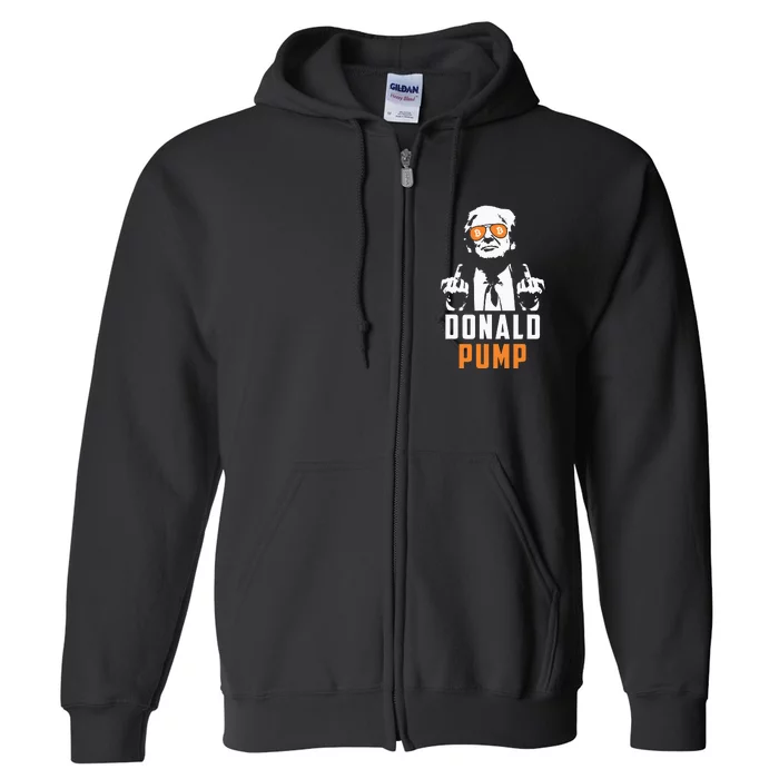 Donald Pump Bitcoin Funny Trump 2024 Crypto American Flag Full Zip Hoodie