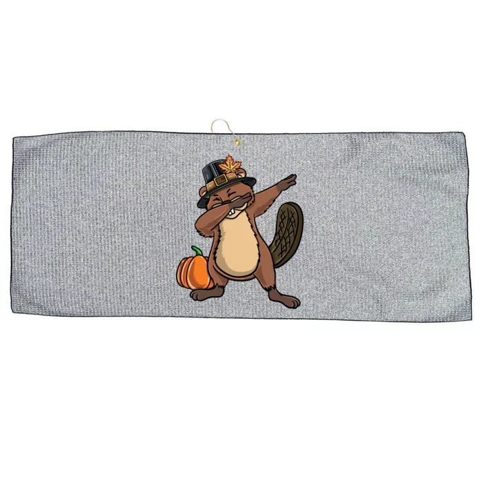 Dabbing Pilgrim Beaver Thanksgiving Meaningful Gift Large Microfiber Waffle Golf Towel