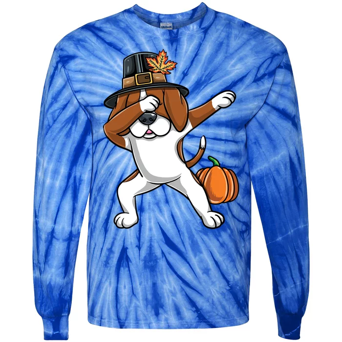 Dabbing Pilgrim Beagle Thanksgiving Gift Tie-Dye Long Sleeve Shirt