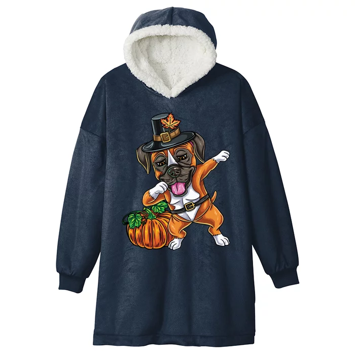 Dabbing Pilgrim Boxer Thanksgiving Gift Hooded Wearable Blanket