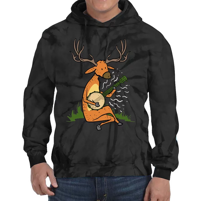 Deer Playing Banjo Gift Tie Dye Hoodie