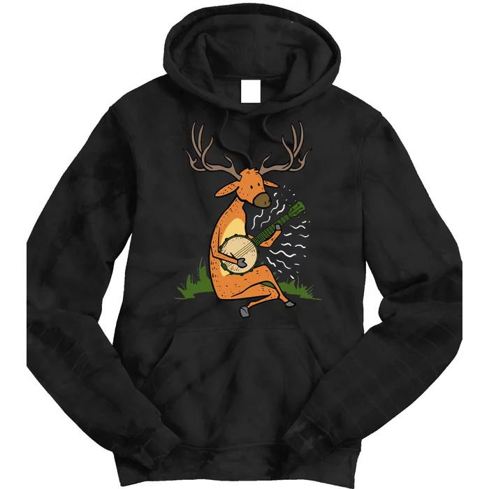 Deer Playing Banjo Gift Tie Dye Hoodie