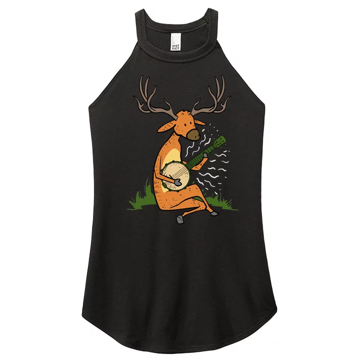 Deer Playing Banjo Gift Women’s Perfect Tri Rocker Tank