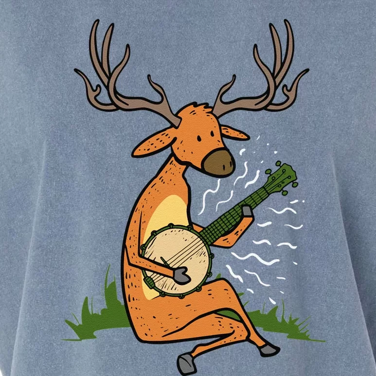 Deer Playing Banjo Gift Garment-Dyed Women's Muscle Tee