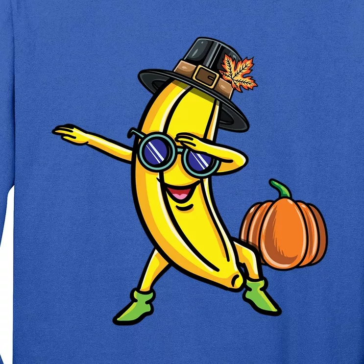 Dabbing Pilgrim Banana Thanksgiving Cute Gift Long Sleeve Shirt