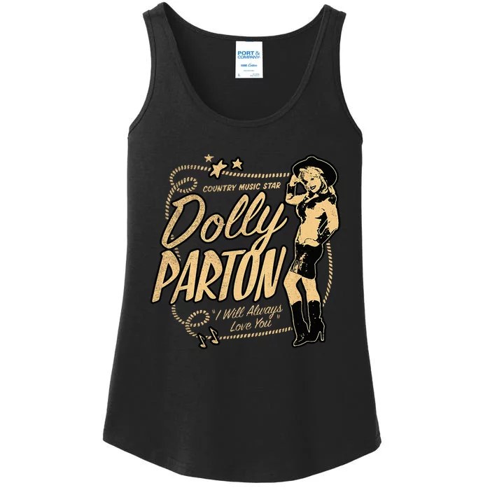 D.O.L.L.Y Parton Country Music Star Ladies Essential Tank