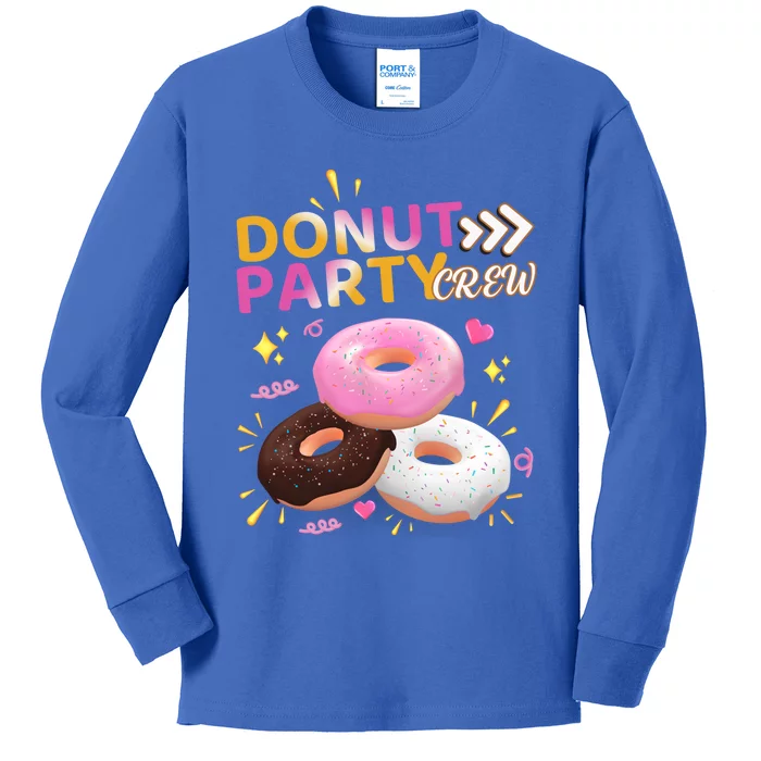 Donut Party Crew Family Matching Friends Donut Lover Funny Gift Kids Long Sleeve Shirt