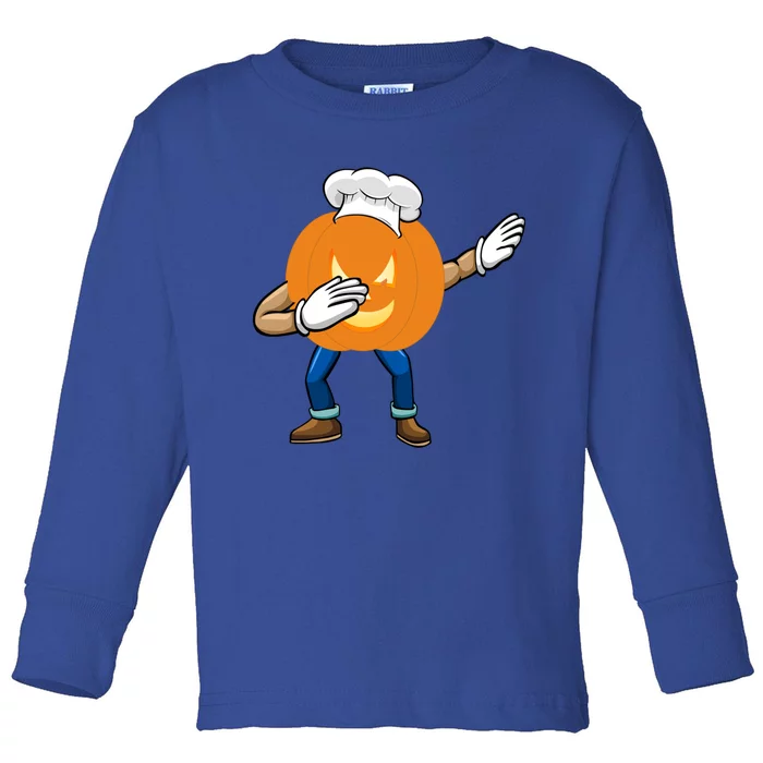 Dabbing Pumpkin Chef Gift Funny Halloween Chef Cool Gift Toddler Long Sleeve Shirt