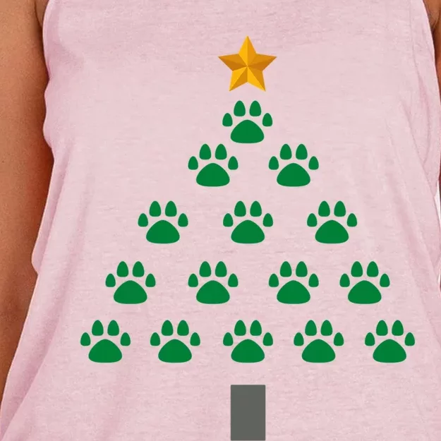 Dog Paws Christmas Tree Gift Women's Knotted Racerback Tank