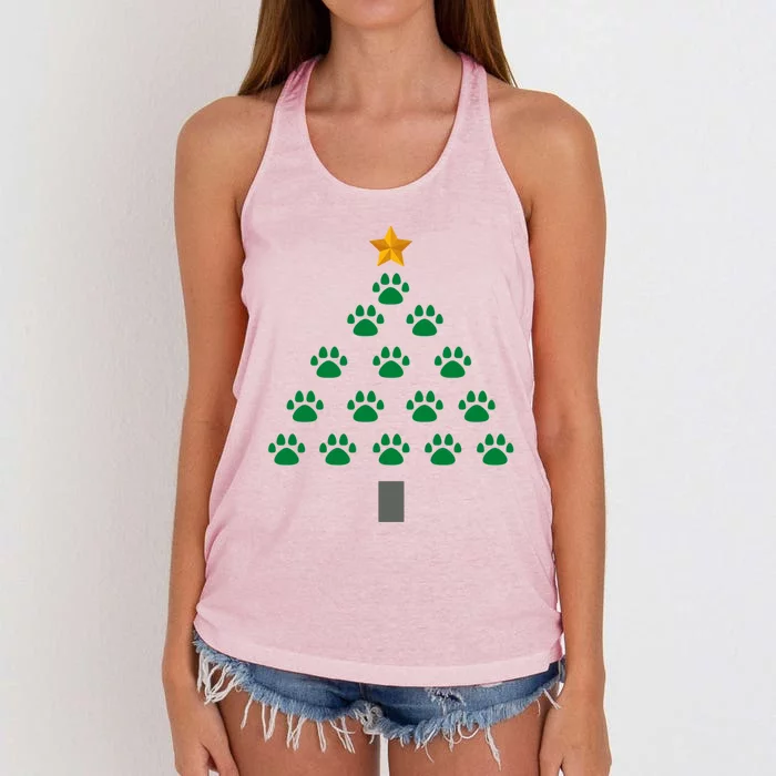 Dog Paws Christmas Tree Gift Women's Knotted Racerback Tank