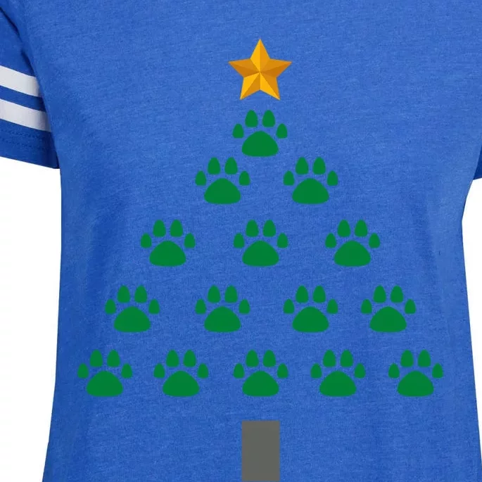 Dog Paws Christmas Tree Gift Enza Ladies Jersey Football T-Shirt