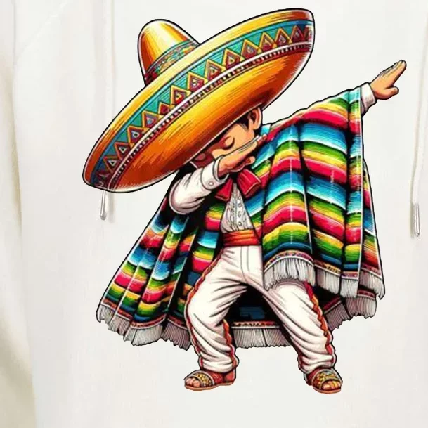 Dabbing Poncho Cinco De Mayo Mexican Holiday Womens Funnel Neck Pullover Hood