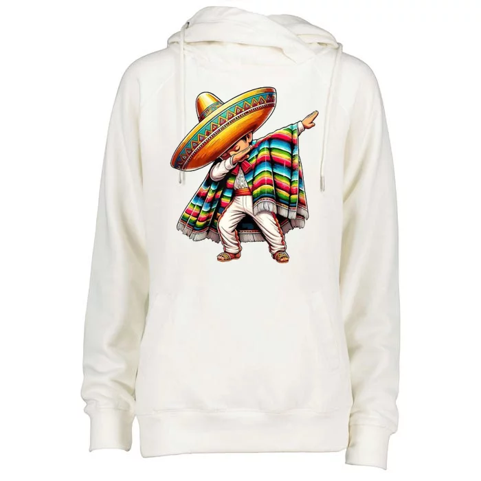 Dabbing Poncho Cinco De Mayo Mexican Holiday Womens Funnel Neck Pullover Hood