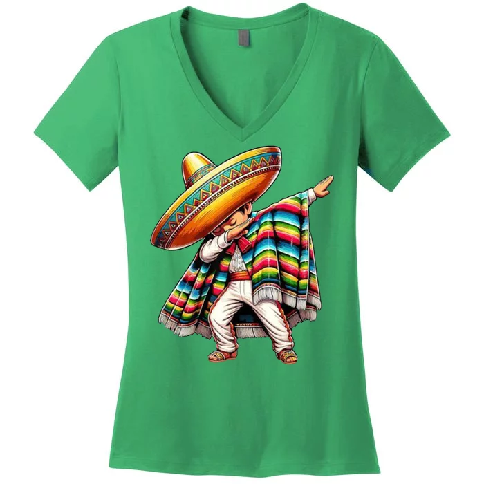 Dabbing Poncho Cinco De Mayo Mexican Holiday Women's V-Neck T-Shirt