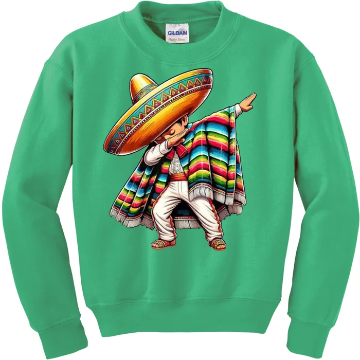 Dabbing Poncho Cinco De Mayo Mexican Holiday Kids Sweatshirt