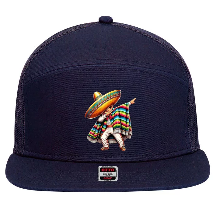 Dabbing Poncho Cinco De Mayo Mexican Holiday 7 Panel Mesh Trucker Snapback Hat