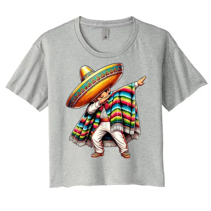 Dabbing Poncho Cinco De Mayo Mexican Holiday Women's Crop Top Tee