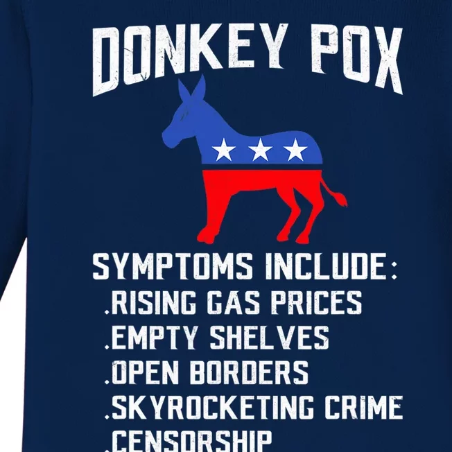 Donkey Pox Conservative Republican Anti Biden Donkeypox Baby Long Sleeve Bodysuit