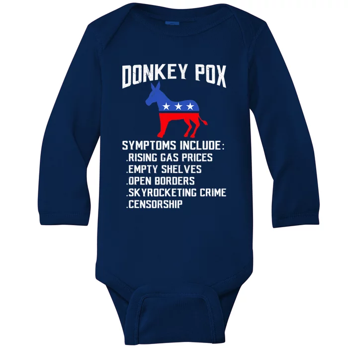 Donkey Pox Conservative Republican Anti Biden Donkeypox Baby Long Sleeve Bodysuit