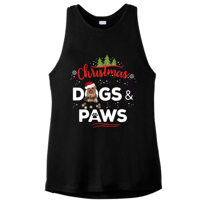 Dog & Paws Christmas Ladies Tri-Blend Wicking Tank