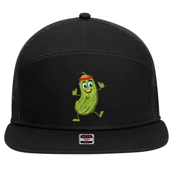 Dancing Pickle Cucumber Vegetarian Vegan Vegetable Pickles 7 Panel Mesh Trucker Snapback Hat