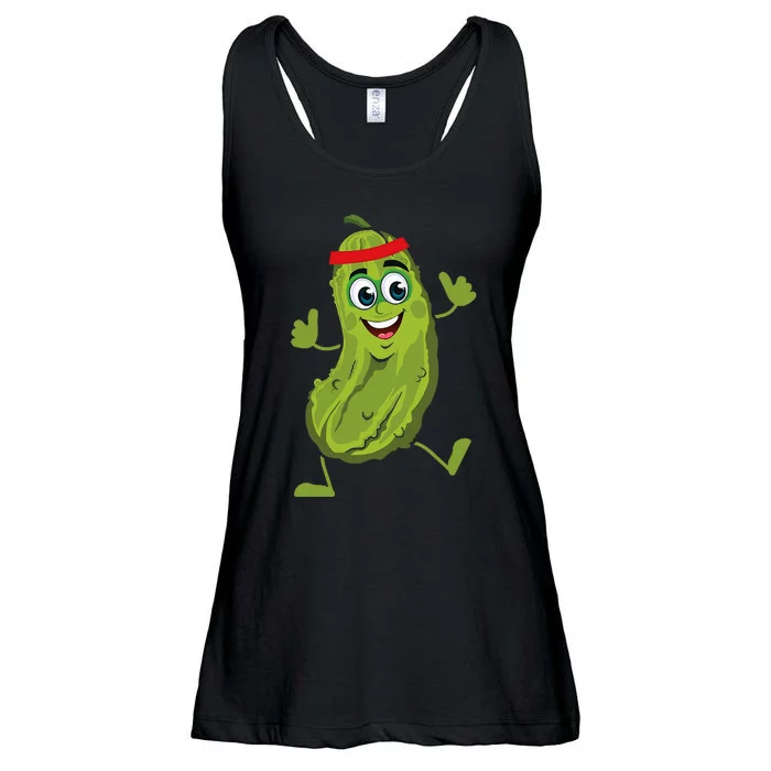 Dancing Pickle Cucumber Vegetarian Vegan Vegetable Pickles Ladies Essential Flowy Tank