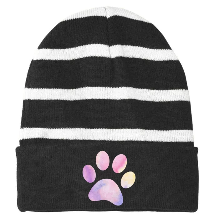 Dog Paw colorful Print Dog Love Pet Paw Striped Beanie with Solid Band