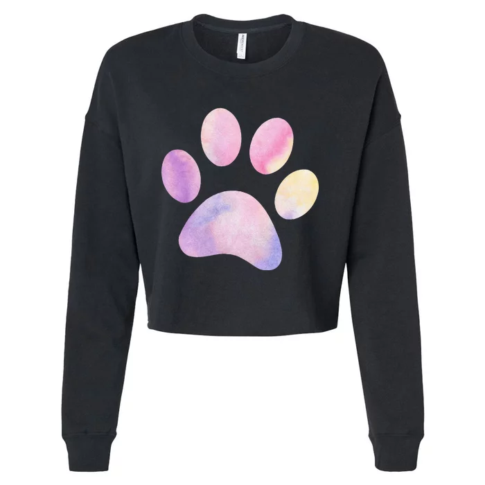 Dog Paw colorful Print Dog Love Pet Paw Cropped Pullover Crew