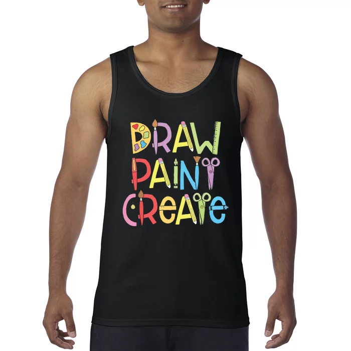 Draw Paint Create Artist Funny Art Teacher Gift Idea Tank Top