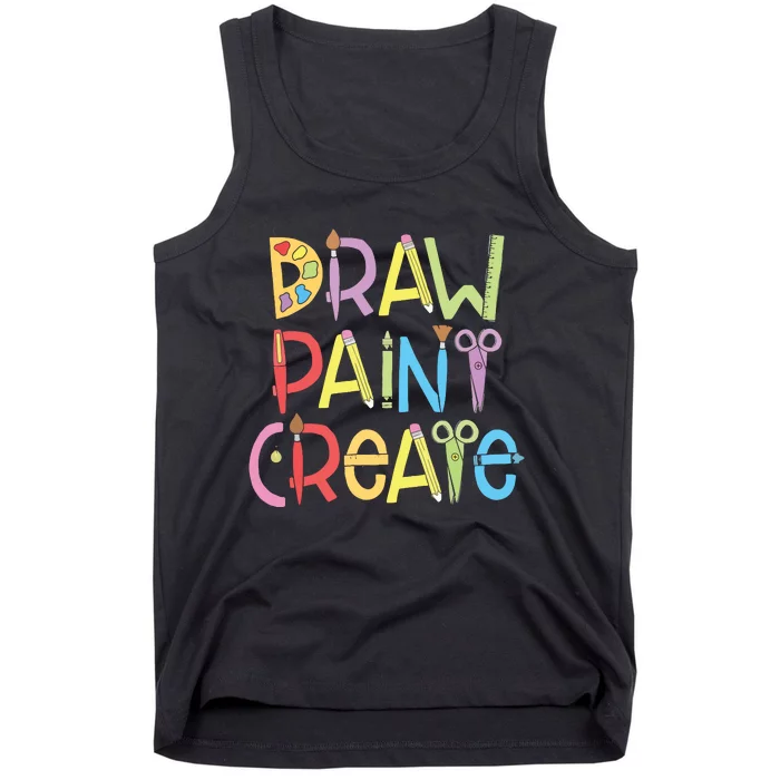 Draw Paint Create Artist Funny Art Teacher Gift Idea Tank Top