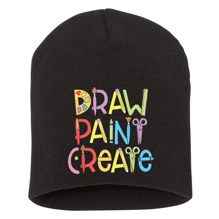 Draw Paint Create Artist Funny Art Teacher Gift Idea Short Acrylic Beanie