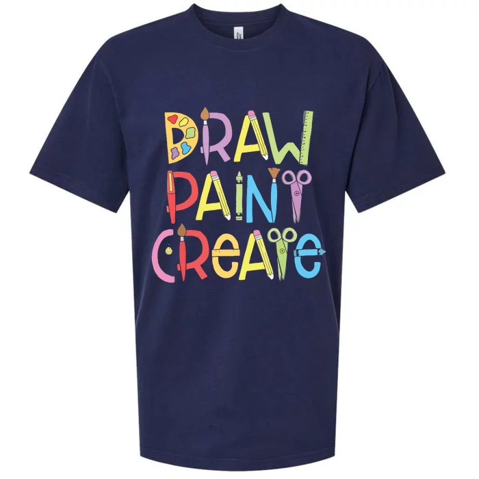 Draw Paint Create Artist Funny Art Teacher Gift Idea Sueded Cloud Jersey T-Shirt