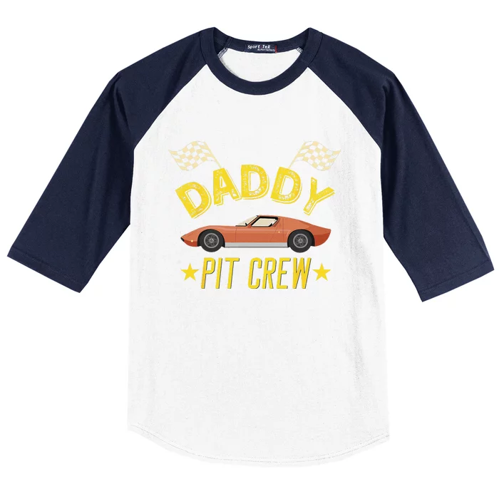 Daddy Pit Crew Race Car Birthday Party Racing Family Crew Baseball Sleeve Shirt