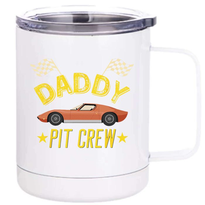 Daddy Pit Crew Race Car Birthday Party Racing Family Crew Front & Back 12oz Stainless Steel Tumbler Cup