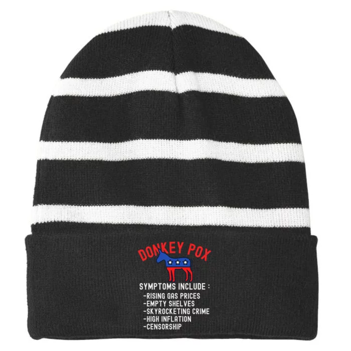 Donkey Pox Conservative Republican Anti Biden Donkeypox Striped Beanie with Solid Band