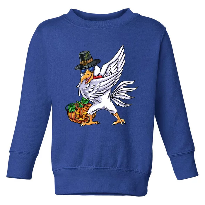 Dabbing Pilgrim Chicken Thanksgiving Gift Toddler Sweatshirt