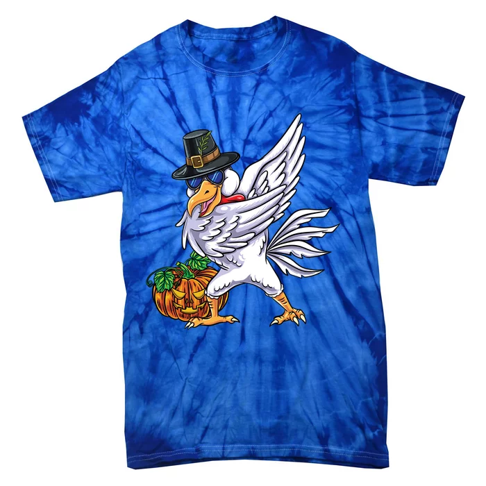 Dabbing Pilgrim Chicken Thanksgiving Gift Tie-Dye T-Shirt