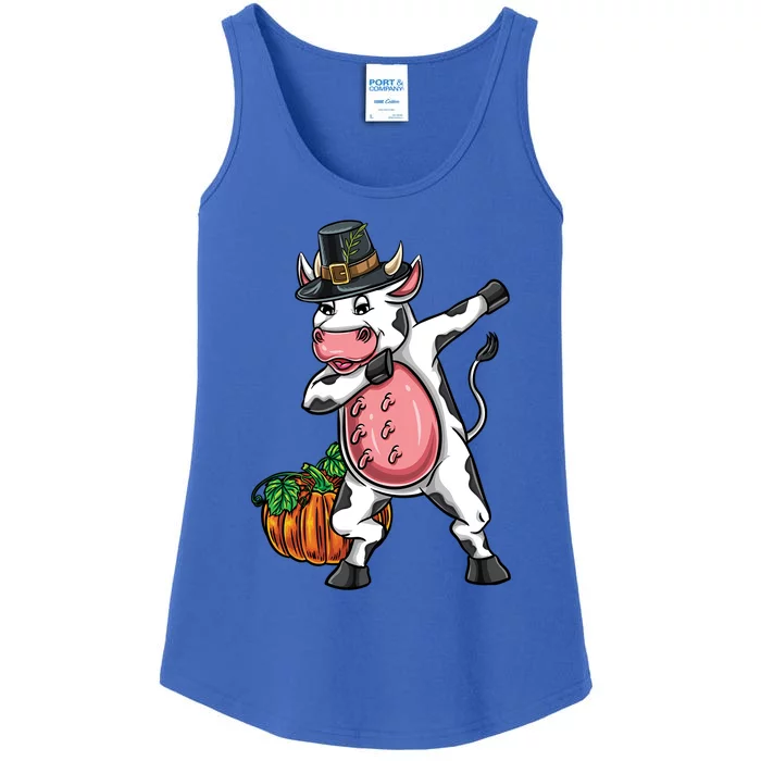 Dabbing Pilgrim Cow Thanksgiving Cute Gift Ladies Essential Tank