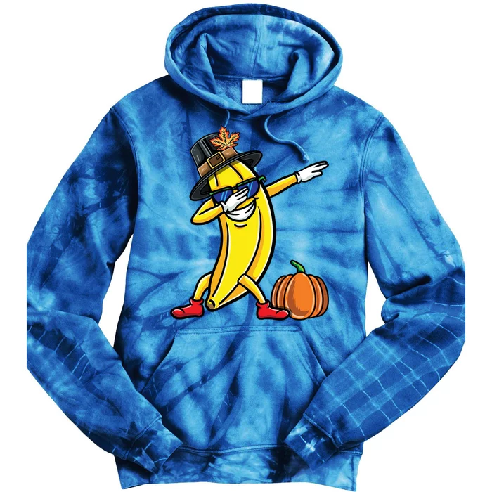 Dabbing Pilgrim Cool Banana Thanksgiving Gift Tie Dye Hoodie