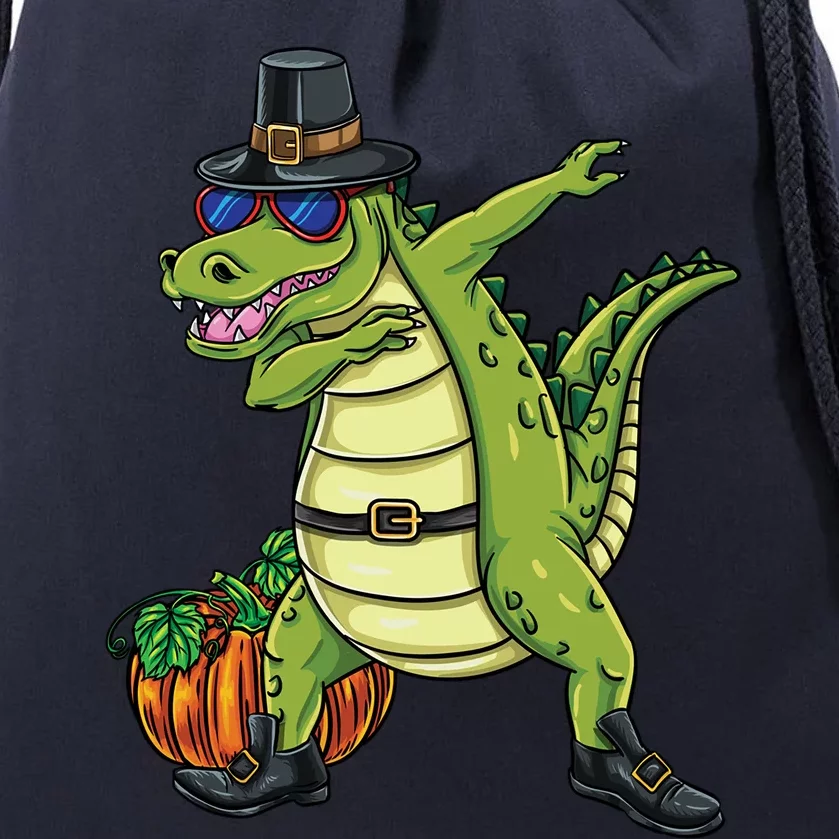 Dabbing Pilgrim Crocodile Thanksgiving Gift Drawstring Bag