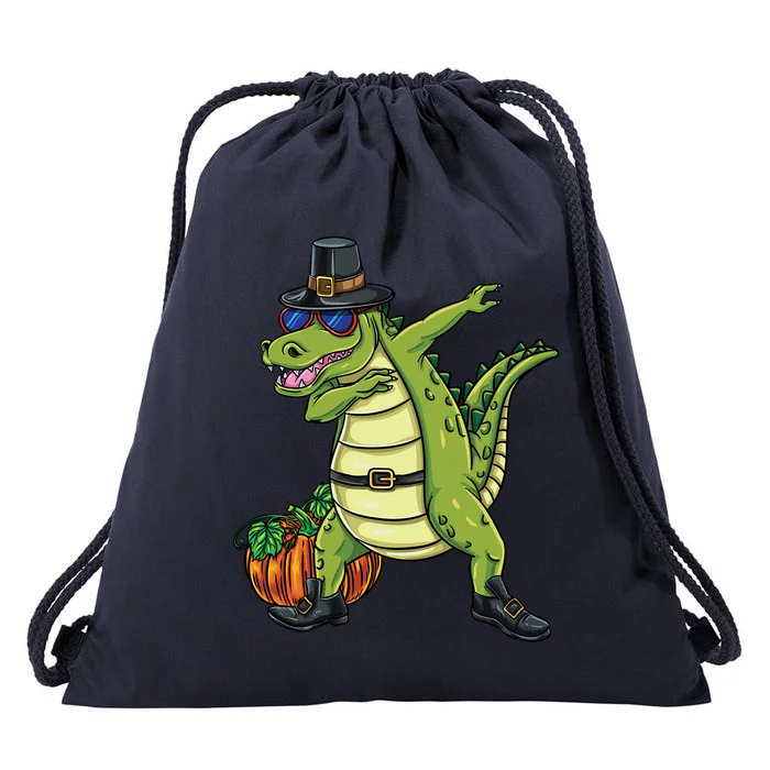 Dabbing Pilgrim Crocodile Thanksgiving Gift Drawstring Bag