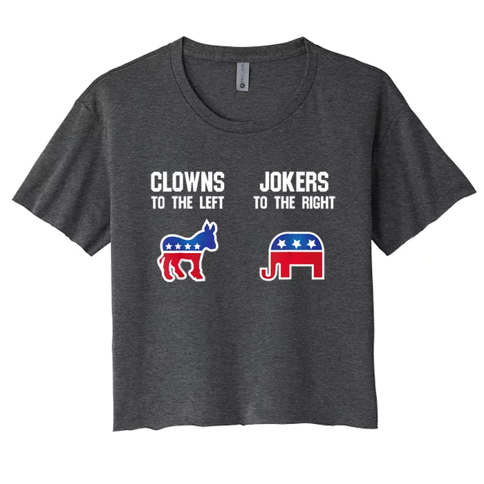 Donkey Pox Clowns To The Left Jokers To The Right Funny Elephant Women's Crop Top Tee