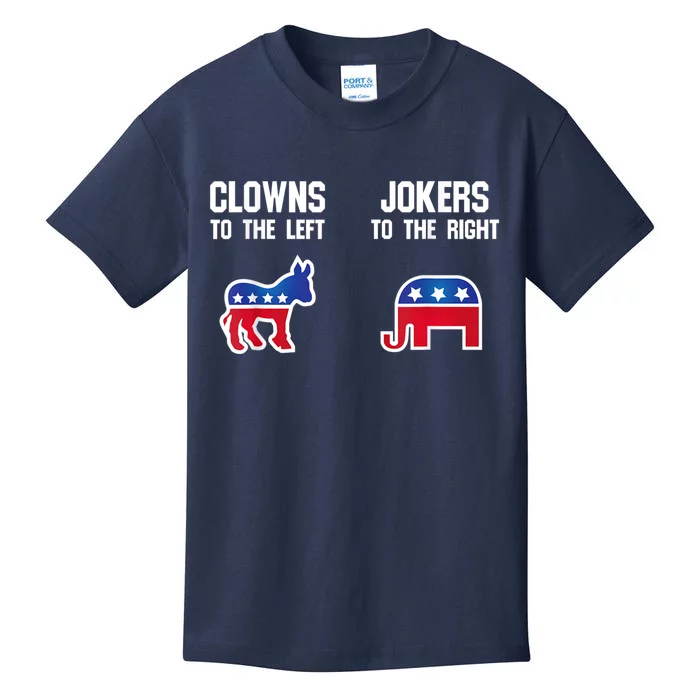 Donkey Pox Clowns To The Left Jokers To The Right Funny Elephant Kids T-Shirt