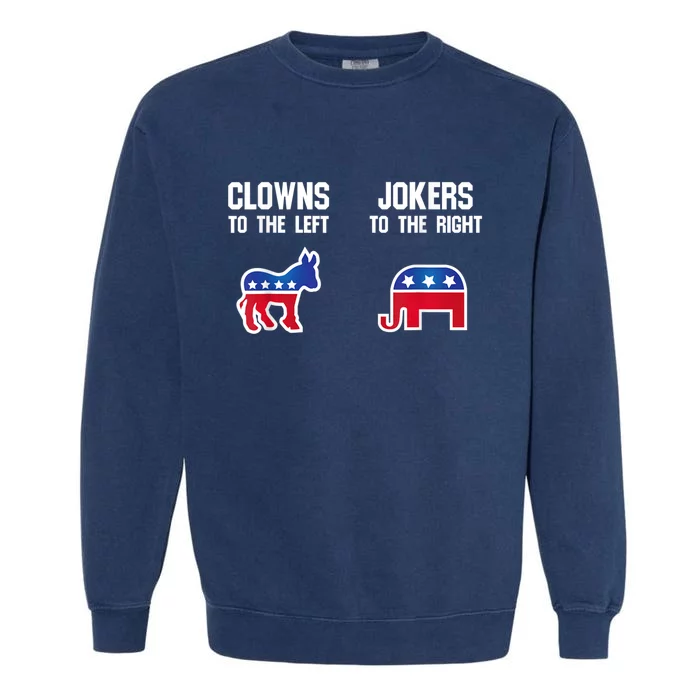 Donkey Pox Clowns To The Left Jokers To The Right Funny Elephant Garment-Dyed Sweatshirt