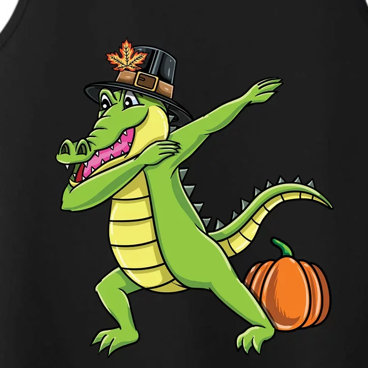 Dabbing Pilgrim Crocodile Thanksgiving Gift Performance Tank