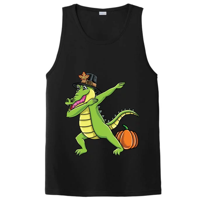 Dabbing Pilgrim Crocodile Thanksgiving Gift Performance Tank