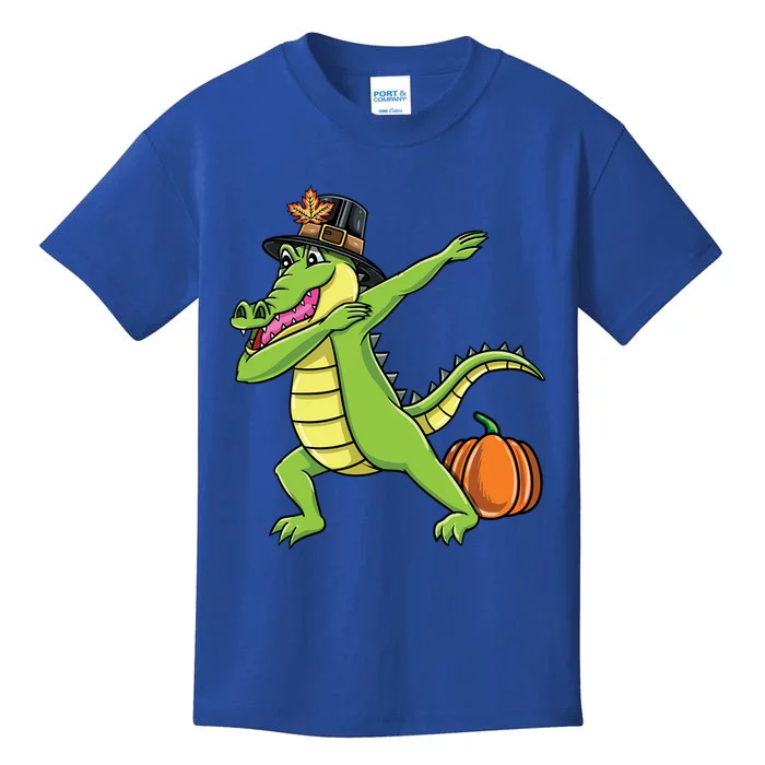 Dabbing Pilgrim Crocodile Thanksgiving Gift Kids T-Shirt