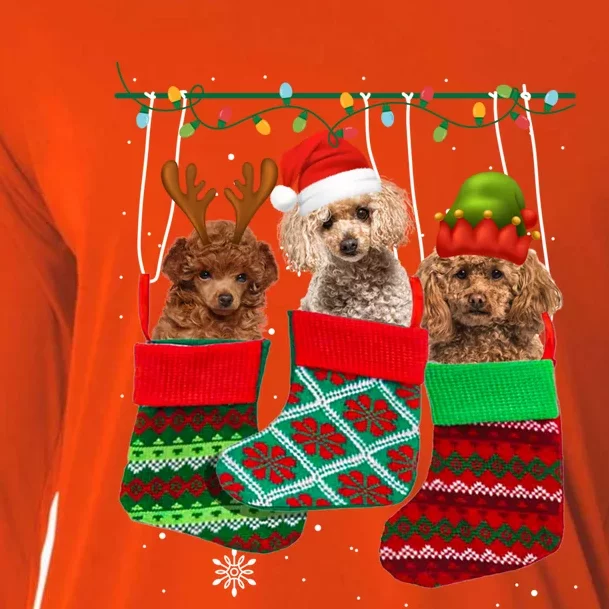 Dog Poodle Christmas Socks Funny Xmas Pajama Pet Puppy Gift Cooling Performance Long Sleeve Crew